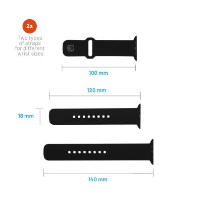 FIXED Silicone Sporty Strap Set for Apple Watch 42/44/45mm Black