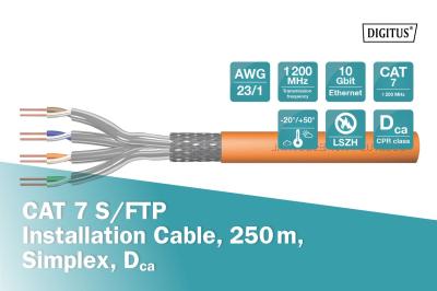 Digitus CAT7 S-FTP Installation cable 250m Orange
