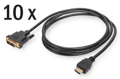 Assmann HDMI adapter cable, type A-DVI-D (Single Link) (18+1) cable 2m Black (10-pack)