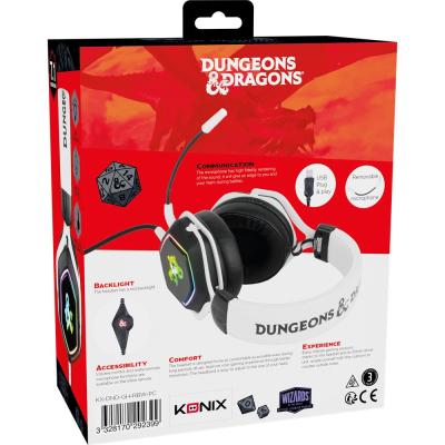 KONIX Dungeons & Dragons Rainbow Gaming Headset White/Black