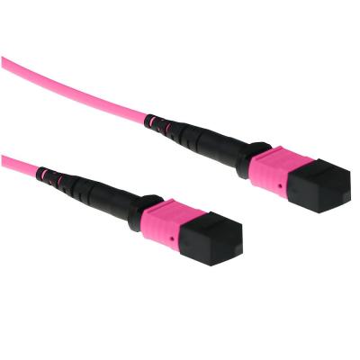ACT Multimode 50/125 OM4 polarity B fiber cable with MTP female connectors 1m Pink