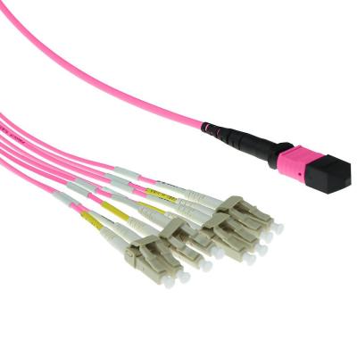 ACT Multimode 50/125 OM4 fanout cable 1 X MTP female - 4 X LC duplex 8 fibers 1m Pink