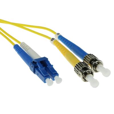 ACT LSZH Singlemode 9/125 OS2 fiber cable duplex with LC and ST connectors 1,5m Yellow
