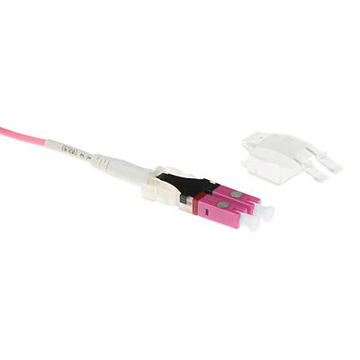 ACT Multimode 50/125 OM4 Polarity Twist fiber cable with LC connectors 1m Pink