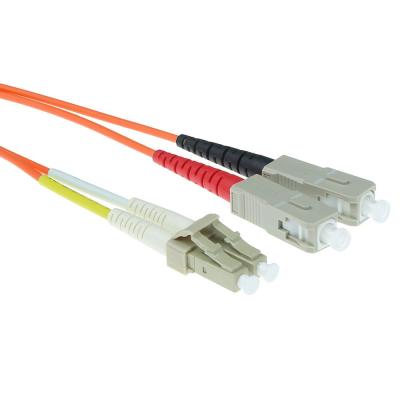 ACT LSZH Multimode 50/125 OM2 fiber cable duplex with LC and SC connectors 1,5m Orange