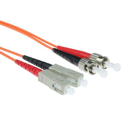 ACT LSZH Multimode 62.5/125 OM1 fiber cable duplex with ST and SC connectors 2m Orange