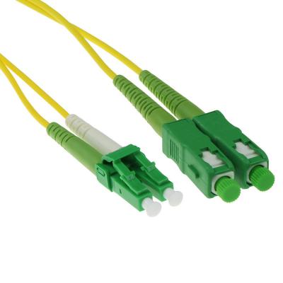 ACT LSZH Singlemode 9/125 OS2 fiber cable duplex with LC/APC8 and SC/APC8 connectors 2m Yellow