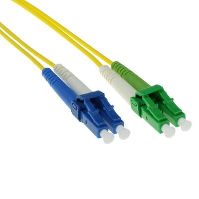 ACT LSZH Singlemode 9/125 OS2 fiber cable duplex with LC/APC and LC/UPC connectors 2m Yellow