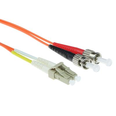 ACT LSZH Multimode 62.5/125 OM1 fiber cable duplex with LC and ST connectors 2m Orange