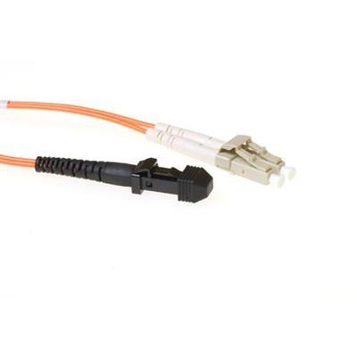 ACT LSZH Multimode 62.5/125 OM1 fiber cable duplex with MTRJ and LC connectors 2m Orange