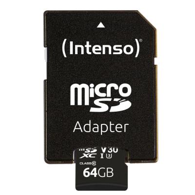 Intenso 64GB MicroSDXC Professional Class 10 U1 V30 + adapterrel