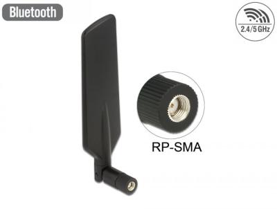 DeLock LTE Antenna Dual Band WLAN ac/a/b/g/n RP-SMA plug 1 - 4 dBi omnidirectional rotatable with tilt joint Black