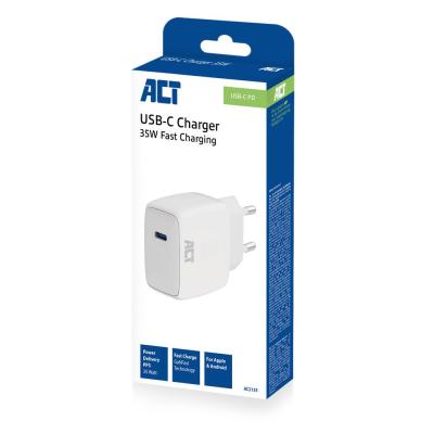 ACT AC2135 USB-C Charger 35W with Power Delivery PPS and GaNFast White