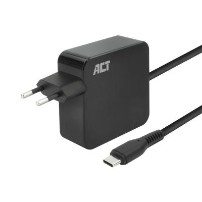 ACT USB-C laptop wall charger 65W with Power Delivery profiles 2m Black