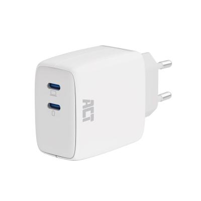 ACT AC2165 USB-C Charger 65W 2-port with Power Delivery PPS and GaNFast White