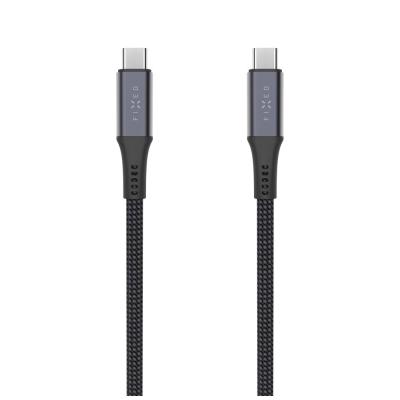 FIXED USB-C/USB-C adat- és töltőkábel FIXDBP-CC12-GR fonott szövet borítás, USB4 gen2 20Gbps 4K 60Hz max 240W 1,2m, szürke