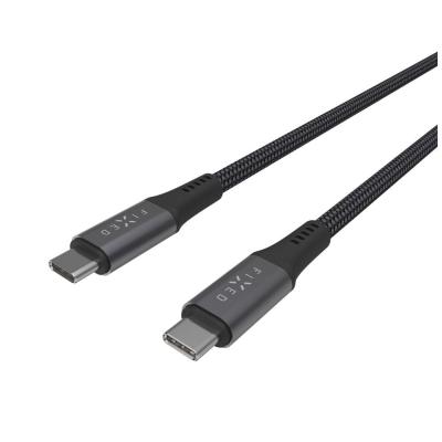 FIXED USB-C/USB-C adat- és töltőkábel FIXDBP-CC2-GR fonott szövet borítás, USB4 gen2 20Gbps 4K 60Hz max 240W 2m, szürke