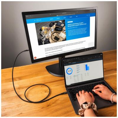 FIXED USB-C/USB-C adat- és töltőkábel FIXDBP-CC2-GR fonott szövet borítás, USB4 gen2 20Gbps 4K 60Hz max 240W 2m, szürke