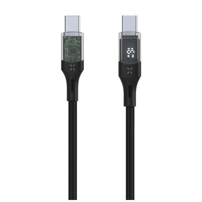 FIXED USB-C/USB-C adat- és töltőkábel kijelzővel, PD, USB 2.0 100W 1,2m, fekete