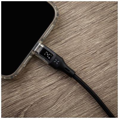 FIXED USB-C/USB-C adat- és töltőkábel kijelzővel, PD, USB 2.0 100W 2m, fekete