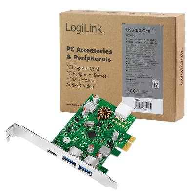 Logilink PCI Express Card USB 3.2 Gen1x1 1x USB-C PD 3.0 & 2x USB 3.0