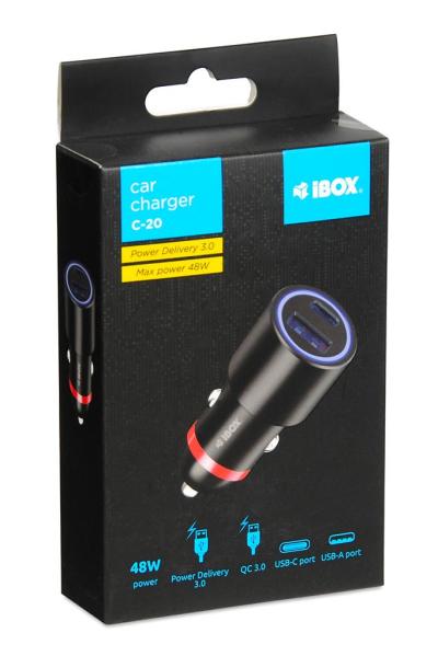 iBox ICC20 48W Car Charger Smartphone Black