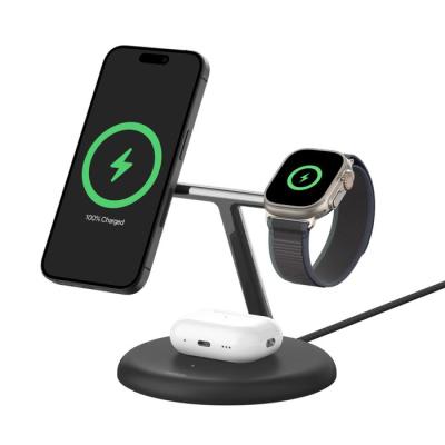 Belkin BoostCharge Pro Wireless magnetic 3-in-1 charging station with Qi2 (15 W) Black