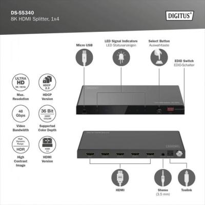 Digitus 8K HDMI Splitter Black