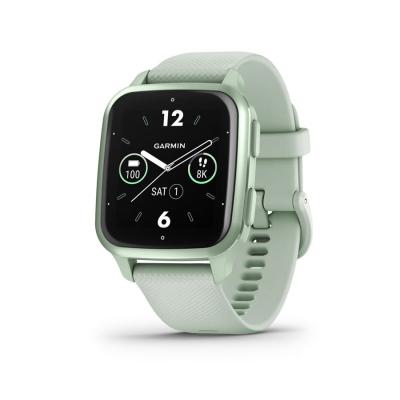 Garmin Venu Sq 2 Metallic Mint Aluminium Bezel with Cool Mint Case and Silicone Band