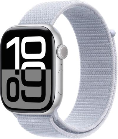 Apple Watch S10 Cellular 46mm Silver Alu Case with Blue Cloud Sport Loop